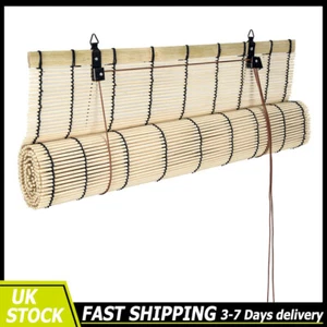 Roller Blinds Bamboo Window Curtain Sunscreen Drape Privacy Screen UK - Picture 1 of 13
