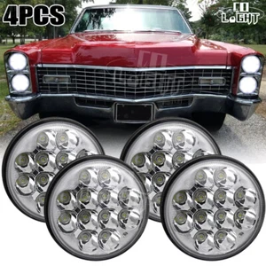 For 1958-1974 Cadillac DeVille 4PCS 5-3/4 5.75" LED Headlights High Low Beam DOT - Picture 1 of 14
