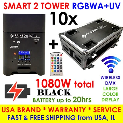 10 x LED Uplight 108W + CASE RGBWA+UV Battery Powered Par can Uplighting Freedom - Image 1 of 4