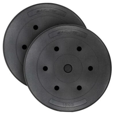 MAXXIVA Set Dischi Bilanciere Cemento 2x15kg Pesi Nero Dischi Peso 30kg - Immagine 1 di 4