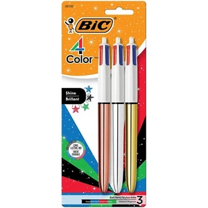 BIC 4-Color Shine Retractable Ballpoint Pen Medium Point 1.0mm Assorted Colors - Picture 1 of 6