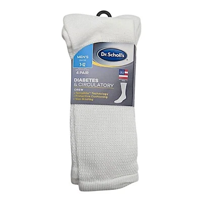 Calcetines grandes para hombre DR. Scholls diabetes TempRITE circulatorios blancos 4 pares Foto 1 de 2