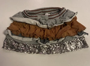 Sylvian Heach Kids girls 6 tassle gold brown grey ruffle skirt CUTE - Picture 1 of 4