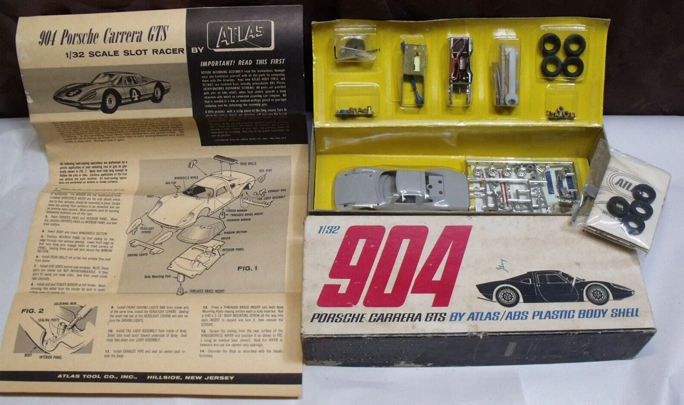 NOS Original 1965 Porsche 904 Carrera GTS Slot Racer Car Kit ~ 1/32 ~ Atlas - Image 1 of 4