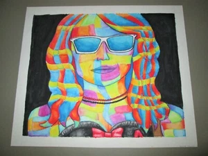 "Cheap Sunglasses" Artist Signed Colorful Abstract Watercolor Original Painting - Picture 1 of 5