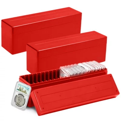 3PC Storage Box Plastic Case for 20 Certified PCGS NGC Slabs Coin Holders Box - Image 1 of 4