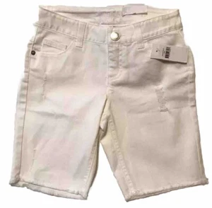 Justice For Girls Size 12 White Denim Jean Shorts Girlfriend Bermuda New - Picture 1 of 8