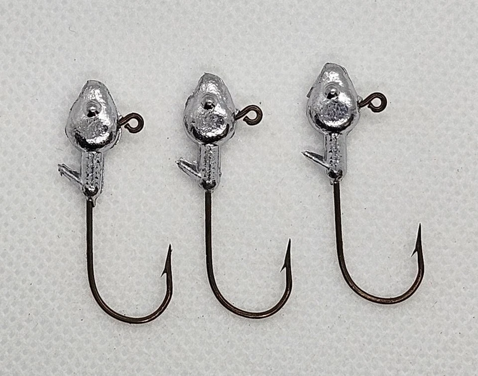 100 pcs 1/16 oz Lead Minnow head Unpainted Jig Head Eagle Claw Bronze #2 USA