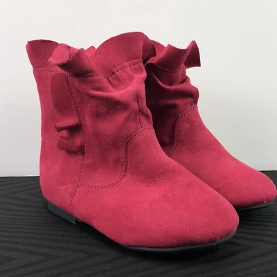 Faded Glory Toddler Girls Size 5 Pink Faux Suede ZIP Up Slouch Bootie Boots - Image 1 of 4