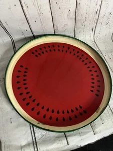 Vintage Lacquered Paper Mache Watermelon Tray Fruit Summer Picnic - Picture 1 of 9