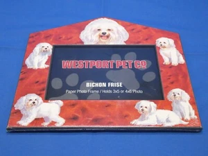 Westport Pet Bichon Frise Dog Tabletop Paper Doghouse 3x5 4x6 Photo Frame Red - Picture 1 of 6