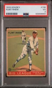 1933 Goudey #136 Flint Rhem PSA 3 RC Rookie Phillies (8669) - Picture 1 of 2