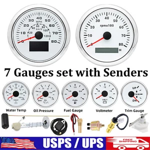 7 Gauge Set 85mm GPS Speedometer Tacho&52mm Fuel/Temp/Oil/Volt/Trim for Boat Car - Picture 1 of 24