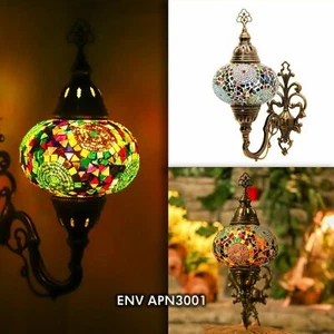 Turkish Moroccan Mosaic Tiffany Wall Sconce Lamp Light Large Globe 8 Variations - Picture 1 of 59