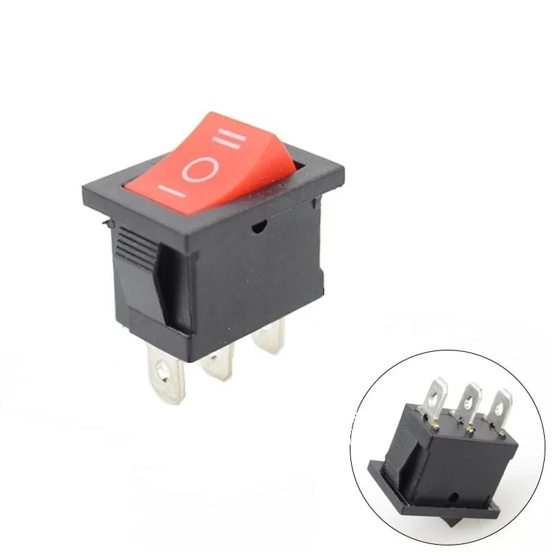 interruttore deviatore a 3 posizioni ON-OFF-ON a bilanciere 250V 10A 15x21mm - Immagine 1 di 1