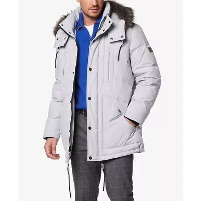 Andrew Marc NWT Tremont Water Resistant Down Quilted Parka Faux Fur Trim Moon L - Image 1 of 4