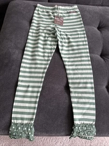 Matilda Jane Sage Green Leggings Pants, Size 10, with Ruffles - Picture 1 of 2