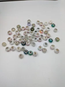64 Lampwork Glass European Slide Charms For Jewelry Making - Picture 1 of 11