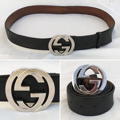 Auténtico Cinturón Gucci Guccissima Cuero Negro Monograma Entrelazado Talla: 105-42 Foto 1 de 4