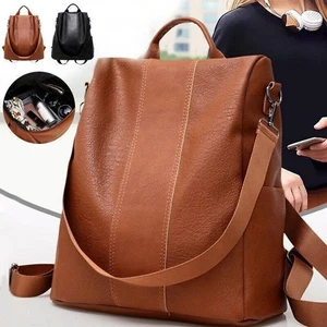 Ladies PU Leather Shoulder Bag Women Backpack Handbag Anti-Theft School Rucksack - Picture 1 of 21