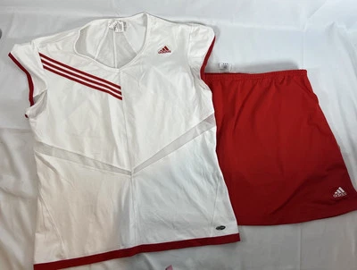 Adidas Women's XL White & Red Clima Cool Tennis Outfit Skirt and Shirt - Image 1 of 4