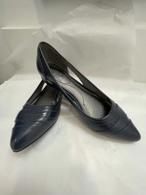Zapatos planos Life Stride Quizzical para mujer 7,5 M de cuero azul sin cordones punta Foto 1 de 3