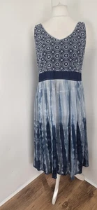 Klass Women's Tie Dye Sleeveless Midi Dress Smocked Back Blue Boho Hippie UK 14 - Picture 1 of 11