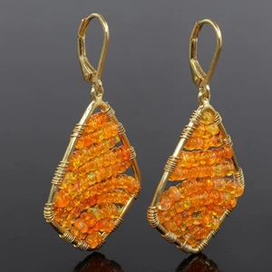 Pendientes de piedras preciosas con forma de diamante de oro de 18 quilates de ópalo etíope de fuego joyería regalo f3 - Imagen 1 de 10