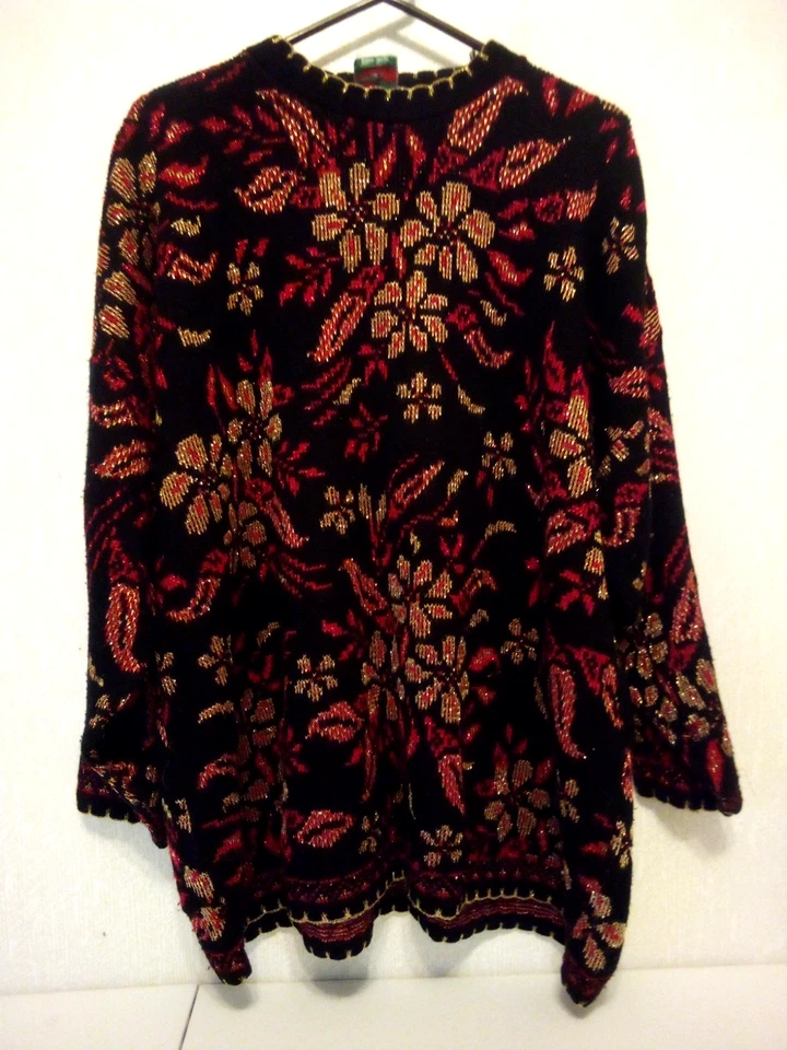 Suéter Pullover Cascanueces Vintage Años 80 90 Floral Navidad Talla Grande 2X Foto 1 de 4