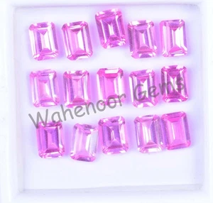 15 Pcs Natural MOGOK Pink Ruby 6.10 mm Emerald Certified AAA+ Loose Gemstone - Picture 1 of 7