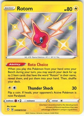 Rotom SV038/SV122 Pokemon Shining Fates: Shiny Vault Holo Shiny Holo Rare NM - Image 1 of 2