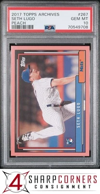 2017 TOPPS ARCHIVES PEACH #267 SETH LUGO RC METS #/199 POP 1 PSA 10 - Image 1 of 3