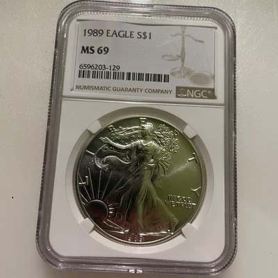 1989 NGC MS69 1oz Silver American Eagle Coin - Image 1 of 2