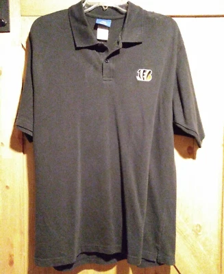 CINCINNATI BENGALS Shirt Mens Medium Black Polo NFL Reebok Short Sleeve Cotton - Image 1 of 4