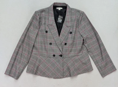 Chaqueta Blazer Cato Para Mujer Talla XL Gris Rosa Cuadros Negocios Carrera Foto 1 de 4