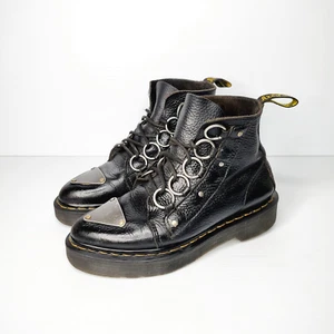 Dr. Martens Farylle Women's 7 Black Milled Nappa Leather Punk Rock Grunge Boots - Picture 1 of 11