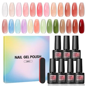 Jelly Gel Polish Set 25 Colors Translucent Ice Jelly Gel Nail Polish for Women A - Picture 1 of 12
