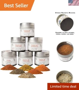 Gourmet World Flavors Seasoning Collection | Non GMO Verified | 6 Magnetic Ti... - Picture 1 of 11