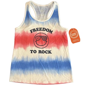 Wonder Nation Tie Dye Freedom to Rock America Patriotic Tank Top Girls 6-6X NEW - Picture 1 of 8