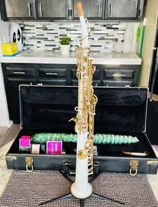 Pearl White Selmer Paris 80 Super Action Serie III Soprano Sax,curved&Strait Nek - Picture 1 of 14