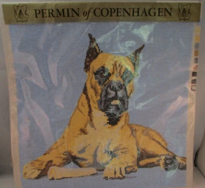 Kit de punto de cruz vintage PERMIN of COPENHAGEN 9630-1 gran perro boxer danés - Nuevo de Lote Antiguo Foto 1 de 4