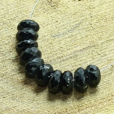 Cuentas de rondelle facetadas de espinela negra briolette piedras preciosas sueltas naturales joyería Foto 1 de 3
