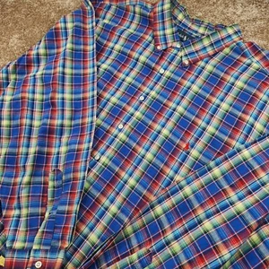 Polo Ralph Lauren manica lunga Oxford camicia cotone uomo taglia 5XB quadri bottoni pony - Foto 1 di 6