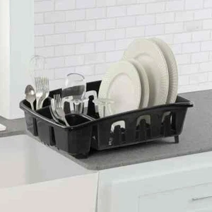 Dish Drying Rack, Sterilite Dish Rack with Self Draining Base, Black - Picture 1 of 4