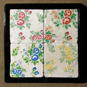 Blumenmuster - Marmor Untersetzer - Bild 1 von 2