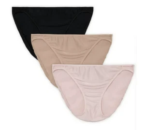 VANITY FAIR 3 Pk Illumination Quartz Beige Black String Bikini Panty M 6  3XL 10 - Picture 1 of 11
