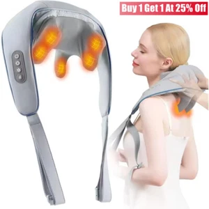 Electric Neck Massager Heated Cervical Shoulder Massage Deep Knead Pain Relief - Picture 1 of 14