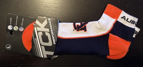 🐯 Auburn University TCK Performance Quarter Crew Socks Mens Large *Go Tigers 🐯 Cover