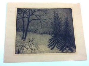 Grabado de placa de cobre firmado a lápiz Peter J. Platt de colección con fecha 1922 River Dale - Imagen 1 de 5