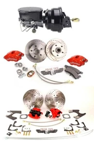 1970-77 2nd Gen Camaro Front & Rear Disc Brake Upgrade, Black Out Power Kit RED - Picture 1 of 13
